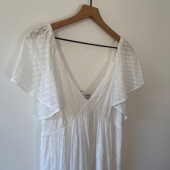 NWT Madewell Tie-Back Flutter-Sleeve Tiered Midi Dress White - Picture 6 of 11